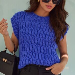 Annaline Cap Sleeve Crochet Sweater